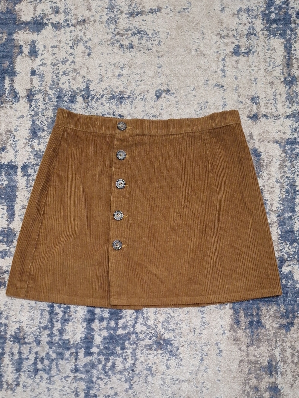 Keren Hart Women's Button-Front Corduroy Mini Skirt in Brown Size Small